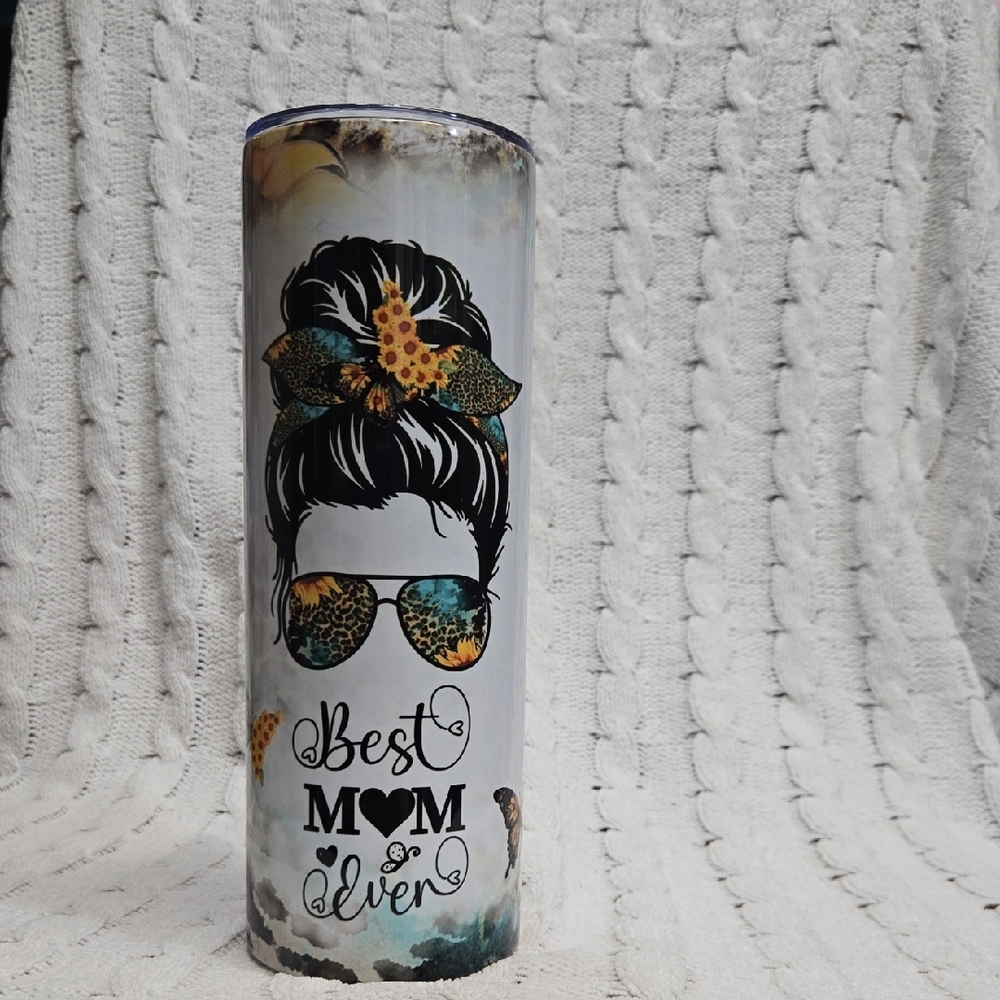 Hand Crafted Best Mom Ever Tumbler with Leopard Print